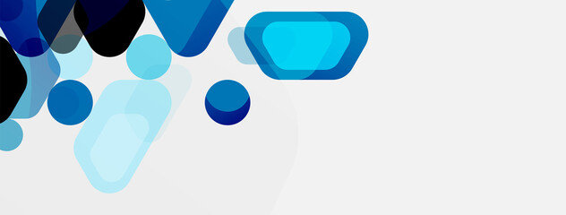 Color bubbles and rounded geometric shapes on white. Vector geometric minimal abstract background for wallpaper, banner, background, landing page