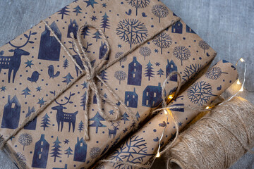 Christmas gifts in craft packaging