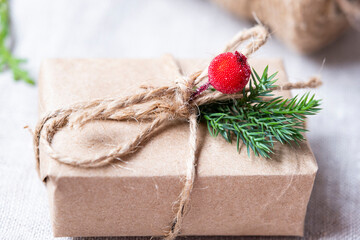 Christmas gifts in craft packaging