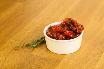 Sun-dried natural Italian tomato in the bowl