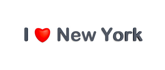 I love New York sign with a read heart. 3D illustration