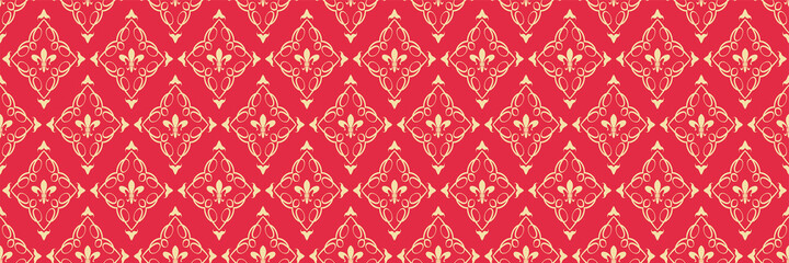 Background pattern in mexican style with decorative elements on a red background. Seamless background for wallpaper, textures. Vector image