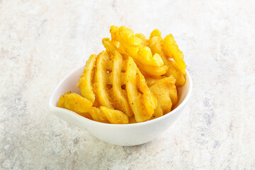 Fried potato slice in the bowl