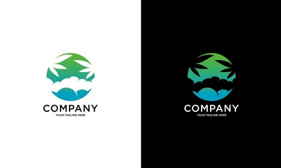 Cannabis cloud logo design vector template. Creative marijuana on white and black background.