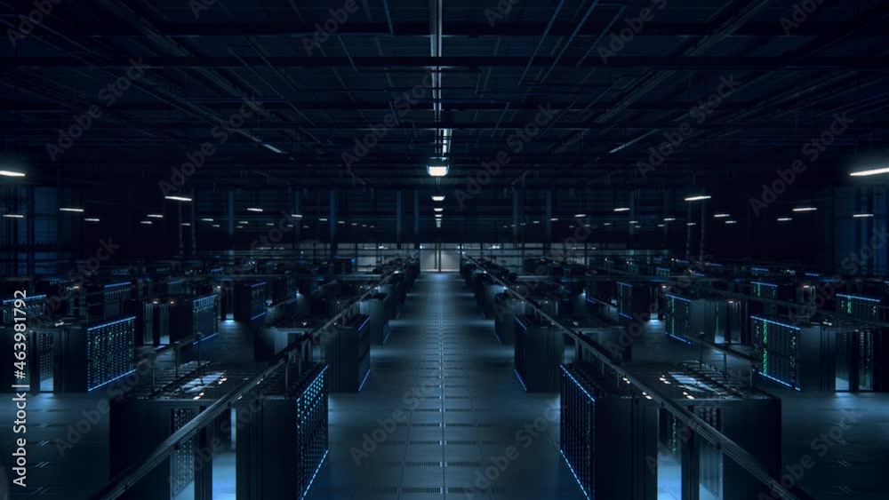 Aufkleber Female IT Specialist Uses Tablet Computer in Data Center. Server Farm Cloud Computing Facility with Maintenance Administrator Working. Cyber Security Engineer Working in Personal Network Protection.