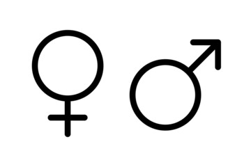 Male and female gender symbols isolated on white background. Vector