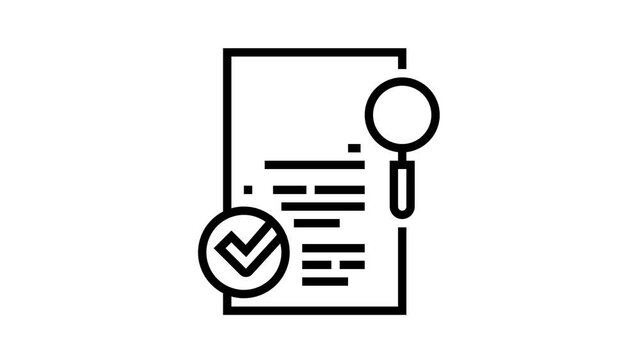 requisition review animated line icon. requisition review sign. isolated on white background