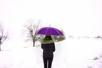 woman in snowy landscape