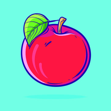 Apple fruit cartoon icon illustration. flat cartoon style. food fruit icon concept isolated.

