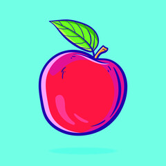 Apple fruit cartoon icon illustration. flat cartoon style. food fruit icon concept isolated. icon
