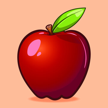 Apple fruit icon illustration. flat cartoon style. food fruit icon concept isolated. Icon Vector
