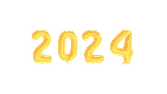 Happy New Year 2024. with Alpha Luma Matte Channel. Loop Animation.