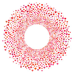 Abstract red heart pattern circle frame vector illustration.