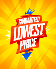 Lowest price guaranteed, advertising sale vector poster template