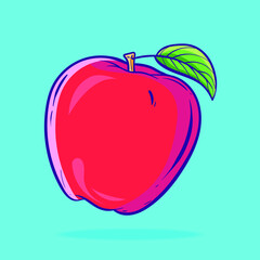 red apple with leaf