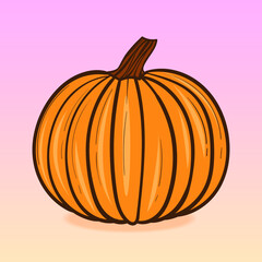 hand drawn vector pumpkin, flat style vector illustration.