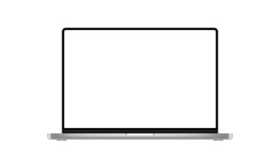 Modern Laptop Mockup with Blank Screen, Front View, Isolated on White Background. Vector Illustration