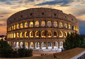 Fototapeta na wymiar Beautiful view on Colosseum at sunset, Rome, Italy