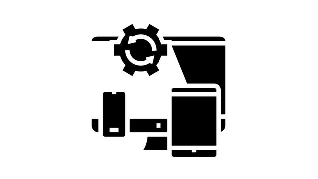 technics optimize animated glyph icon. technics optimize sign. isolated on white background