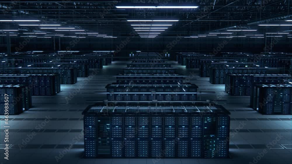Aufkleber modern data technology center server racks working in dark room. concept of internet of things, big 