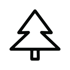 Pine Tree New Year calligraphy Black road sign line counter hand drawn illustration. Christmas eve vector greeting post card winter cut out in the white background. Graphic design typography.