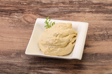 Vegan food - hummus with olive oil