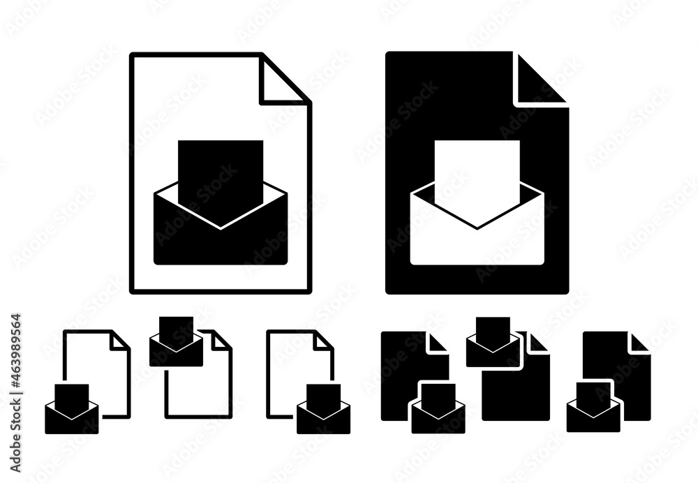 Poster the envelope vector icon in file set illustration for ui and ux, website or mobile application
