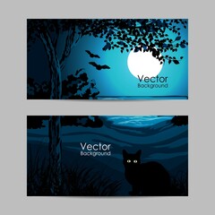 Set of banners. Happy Halloween vector scene - 463989504