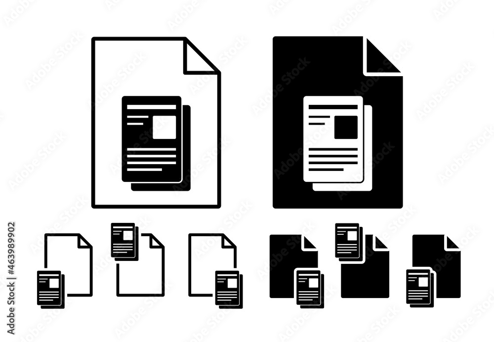 Aufkleber documentation vector icon in file set illustration for ui and ux, website or mobile application