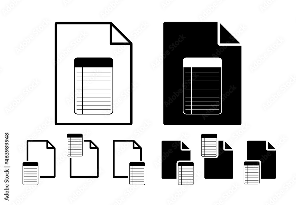 Aufkleber notebook vector icon in file set illustration for ui and ux, website or mobile application