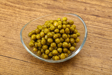 Marinated green pea in the bowl