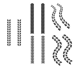 Set of detailed tire prints icons, vector illustration isolated on white background