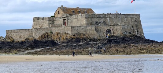 Stone Fortress outside Saint Malo walls, Brittany, France