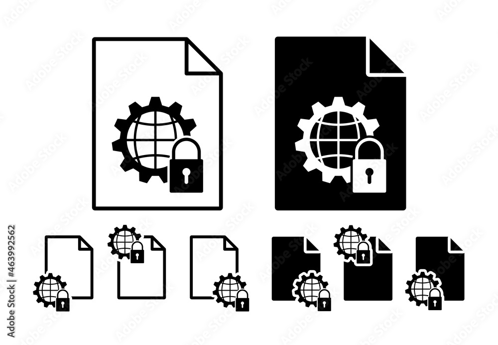 Poster global lock vector icon in file set illustration for ui and ux, website or mobile application