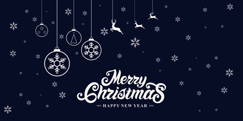 beautiful marry christmas and happy new year banner