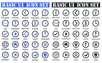 basic web icon set black and blue series