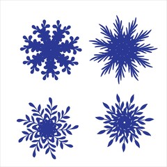 Set of snowflakes. Laser cut pattern for christmas paper cards, design elements, scrapbooking. Vector illustration.