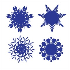 Set of snowflakes. Laser cut pattern for christmas paper cards, design elements, scrapbooking. Vector illustration.