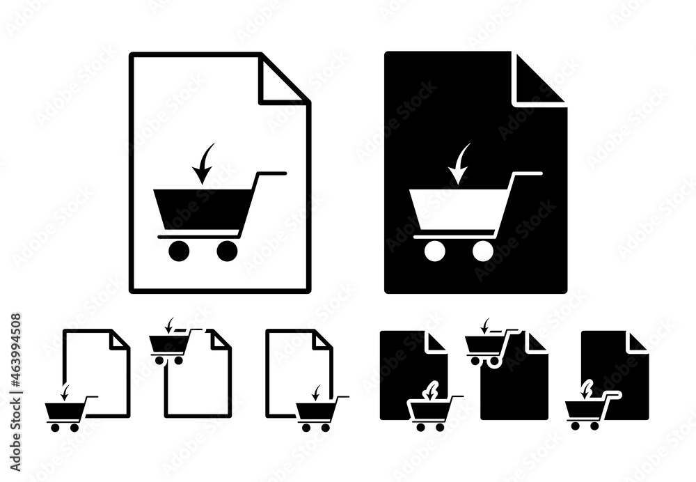 Poster fill a cart vector icon in file set illustration for ui and ux, website or mobile application