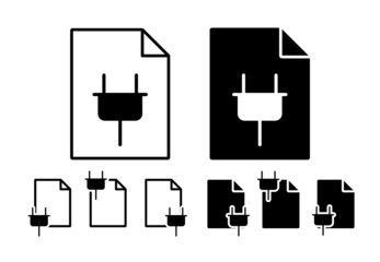 Electrical plug vector icon in file set illustration for ui and ux, website or mobile application