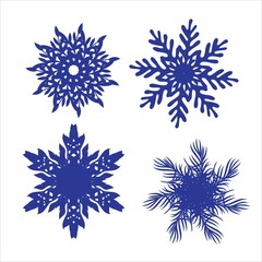 Set of snowflakes. Laser cut pattern for christmas paper cards, design elements, scrapbooking. Vector illustration.
