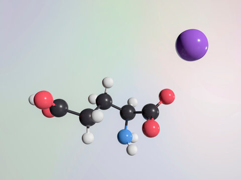 Sodium glutamate molecule, illustration
