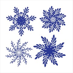 Set of snowflakes. Laser cut pattern for christmas paper cards, design elements, scrapbooking. Vector illustration.