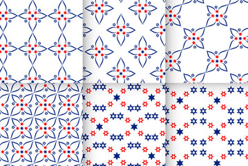 set of american flag patterns background