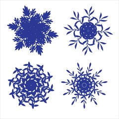 Set of snowflakes. Laser cut pattern for christmas paper cards, design elements, scrapbooking. Vector illustration.