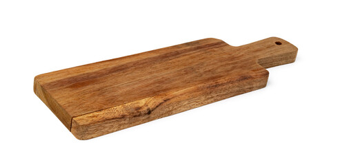 Wooden cutting board on a white background