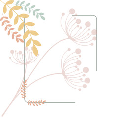 Background, frame with flowers, flat illustration, vector, gentle color gamma