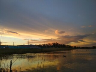 sunset over the river