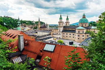 Obraz premium Street view of downtown in Salzburg, Austria
