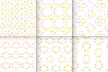set of line art patterns yellow and pink color